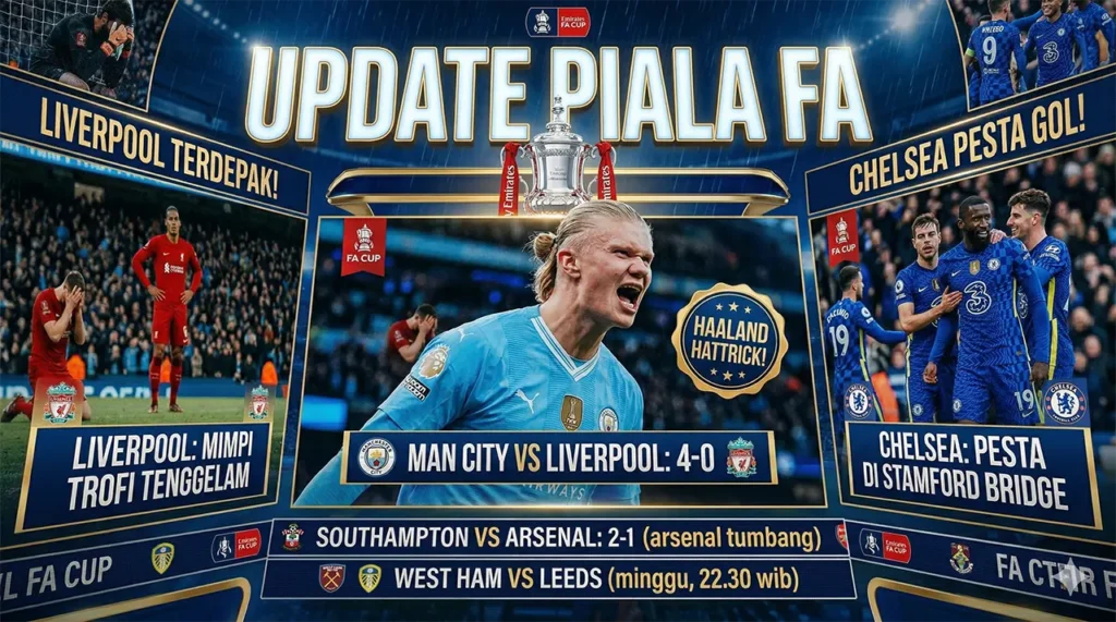 Haaland Hat-trick, Man City Hancurkan Liverpool 4-0 di Perempat Final Piala FA