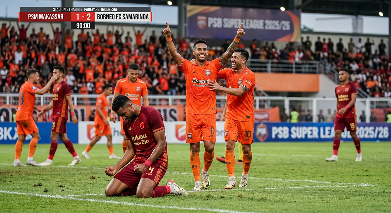 PSM Makassar vs Borneo FC Berakhir 1-2, Pesut Etam Kian Tak Terkejar